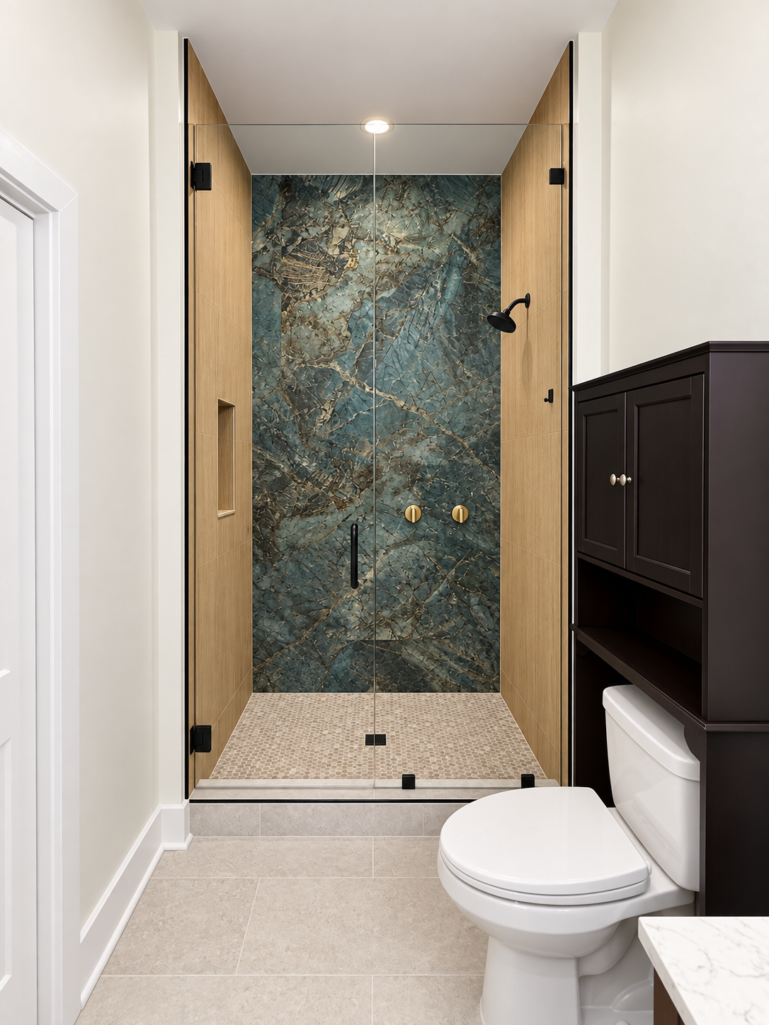 walk-in shower enclosure remodeled by Gold C Builders near Lake Norman NC